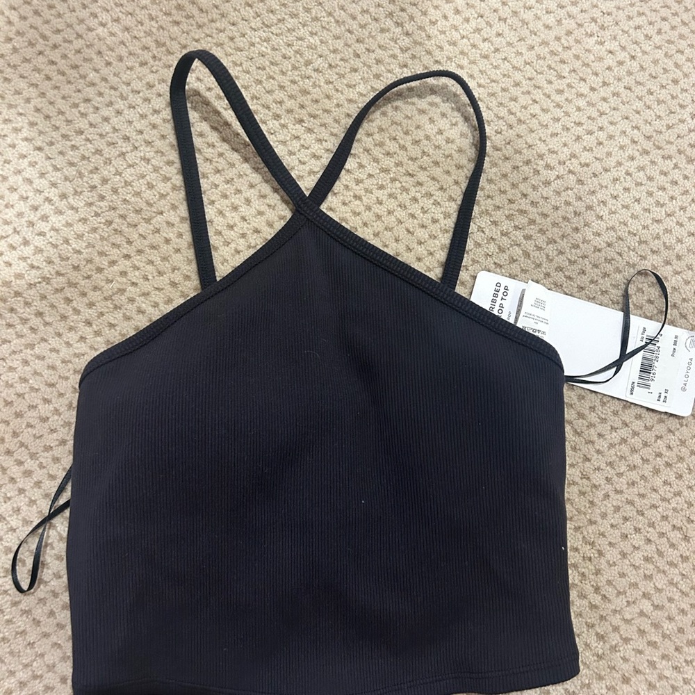 ALO Yoga Goddess Ribbed Cross Crop Top